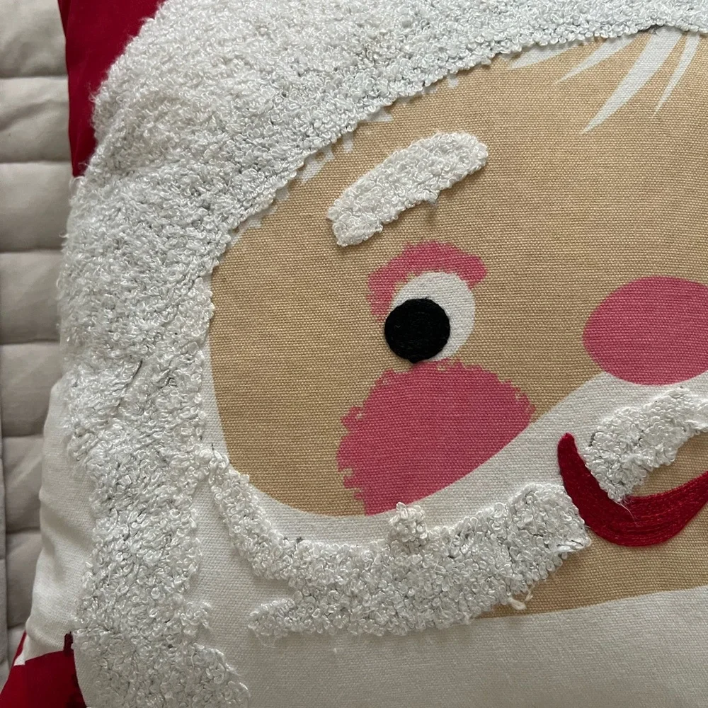 Target Santa Face Holiday Pillow - Red, White, Tan